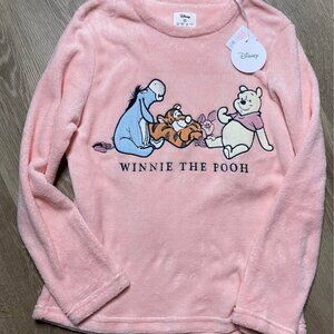Disney Winnie the Pooh Fuzzy Sweater Size Small | Pink Soft Embroidered Pullover